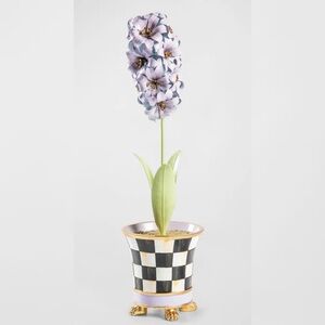 Mackenzie Childs Courtly Check Potted Hyacinth Metal Flower NEW